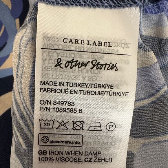 & OTHER STORIES Midi Dress in Blue Print Size 0 - Picture 13 of 15